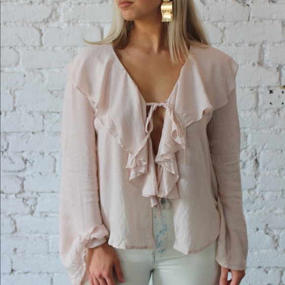 Ruffle Tie Front Top - Picture 3 of 6